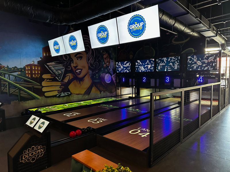 duckpin bowling machines at group therapy by funk bowling